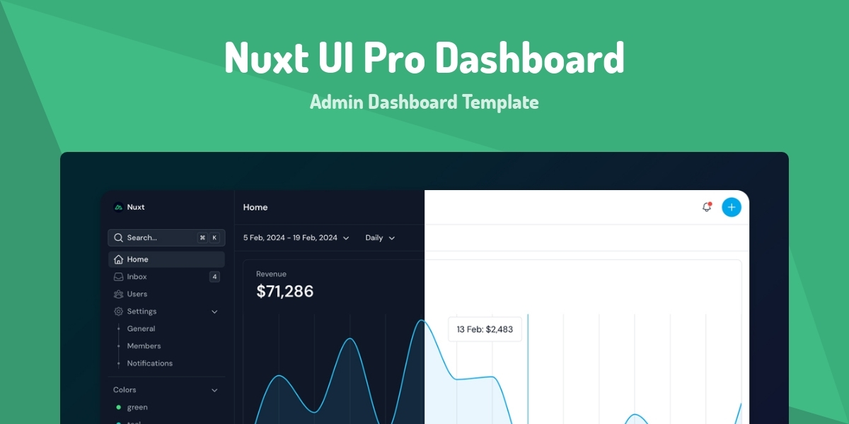 Nuxt UI Pro Dashboard Admin Dashboard Template Made with Vue.js